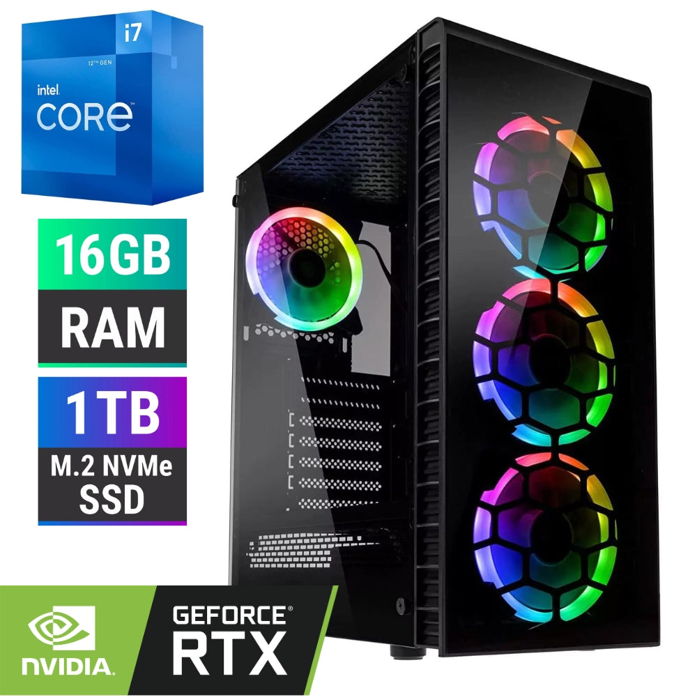 Intel i7-12700F Gaming PC | Ram 16GB | 1TB NVMe SSD | Nvidia RTX 4060 Ti 8GB | Windows 11 Pro  Intel i7-12700F Gaming PC | Ram 16GB | 1TB NVMe SSD | Nvidia RTX 4060 Ti 8GB | Windows 11 Pro